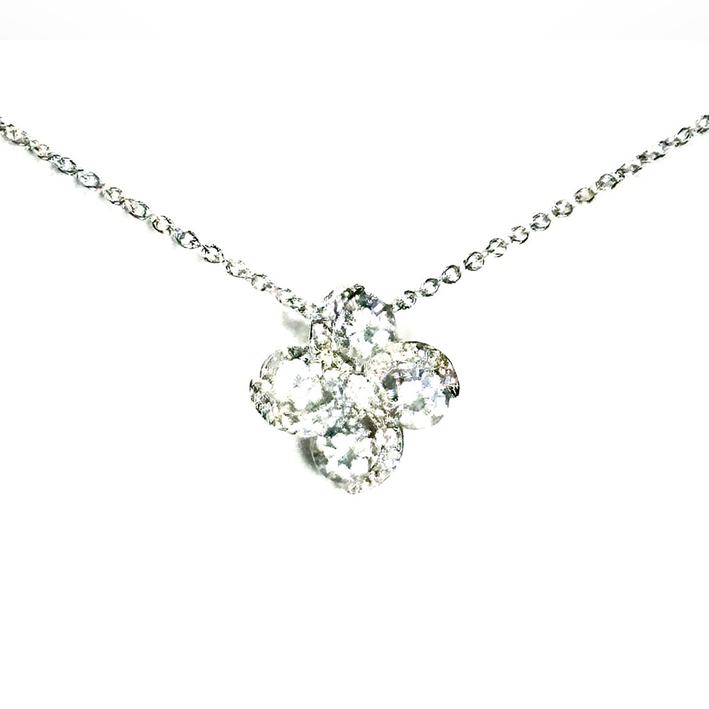 SUPER SHINY & RICH Sterling Silver Floral Pendant Necklace NWOT AAA Cubic Z